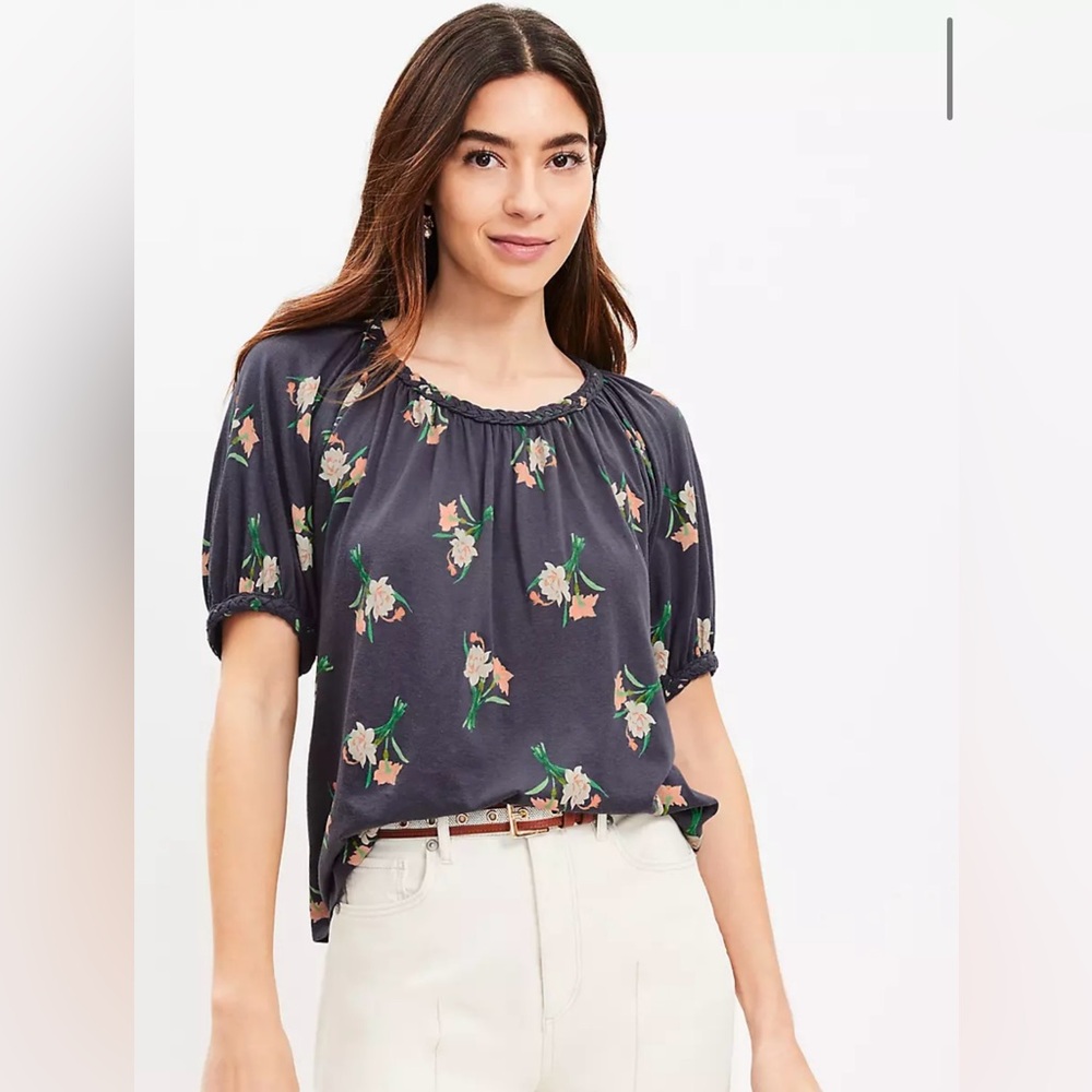 LOFT Daffodil Braided Trim Top - NWT!